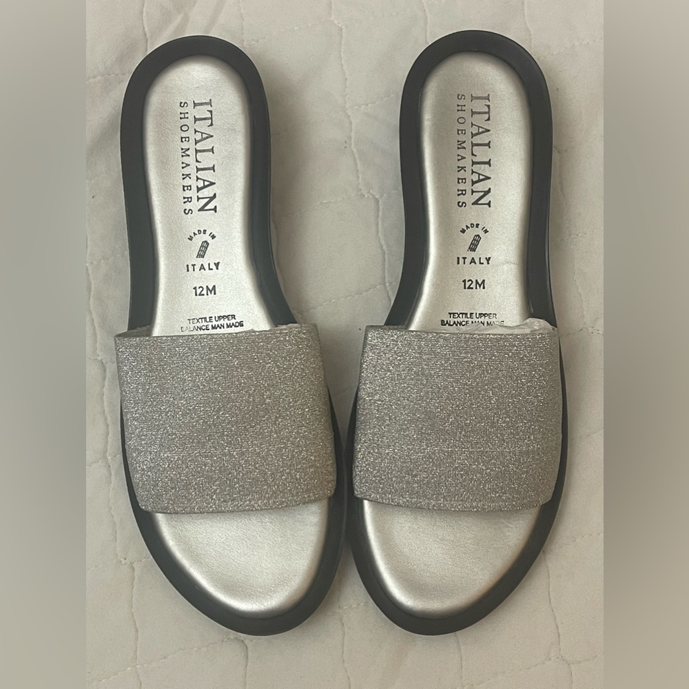Women’s Vintage Italian Shoemaker Silver Metallic slides / sandals